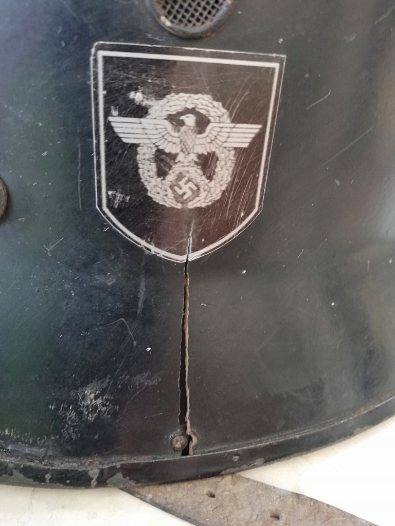 Ww German Nazi Rare M Transitional Double Decals Polizei Helmet With