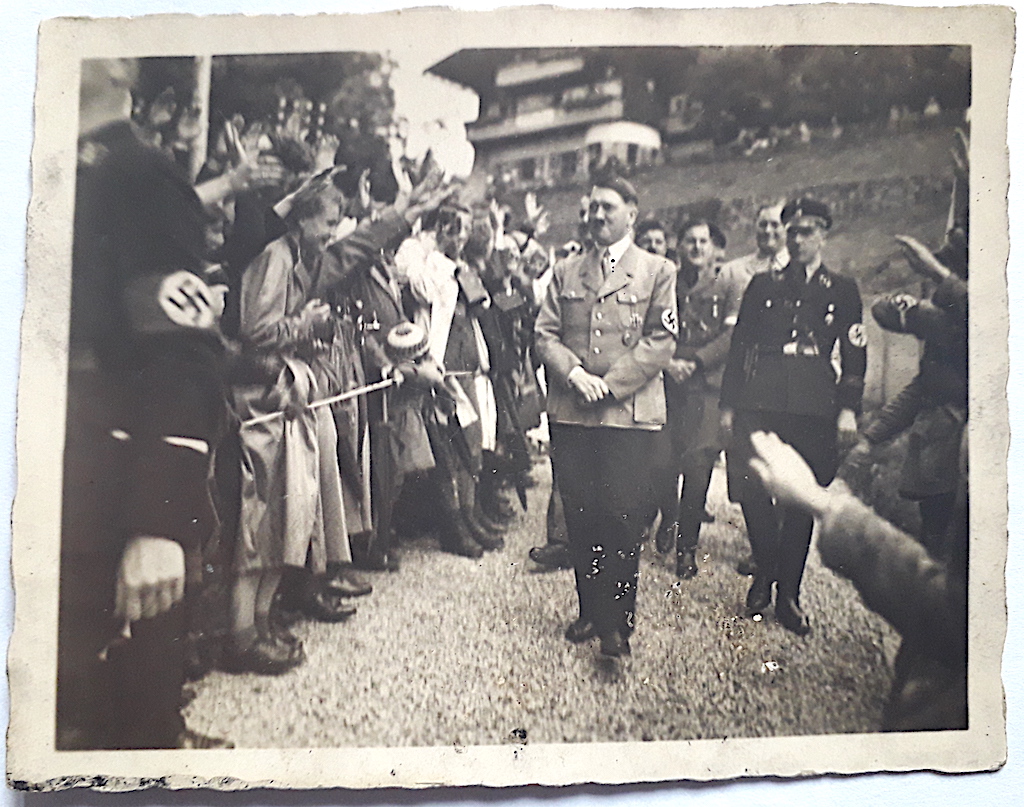 original war time photo Adolf Hitler Goering and waffen SS at the Berghof