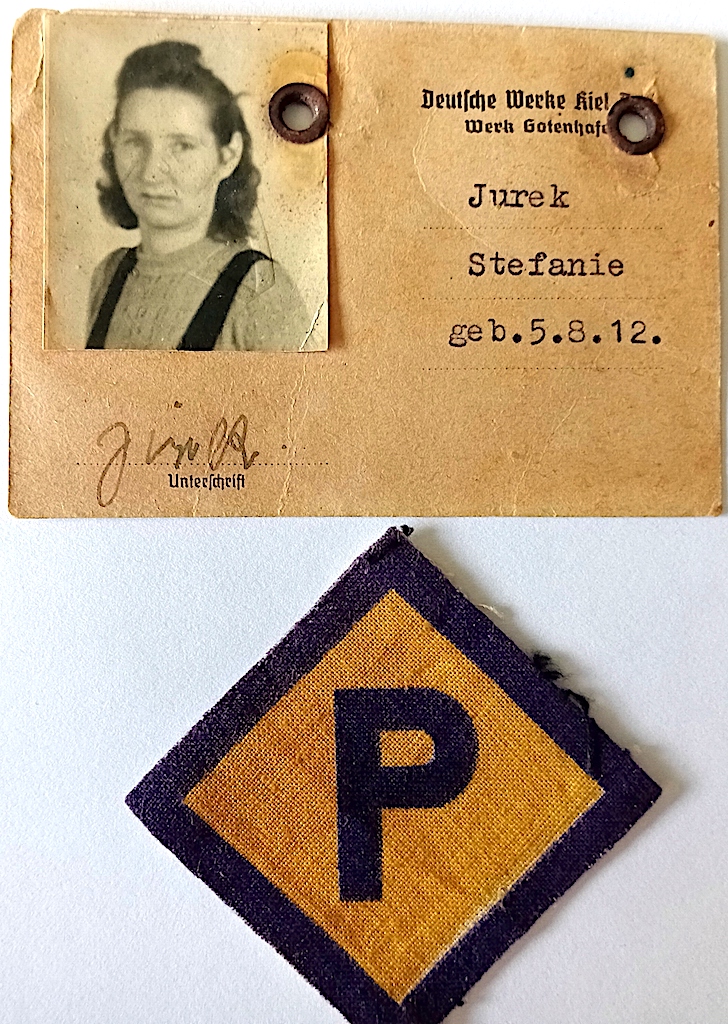 WW2 POLE POLISH FORCED LABOR P PATCH + PHOTO ID AUSWEIS AUSCHWITZ IG ...