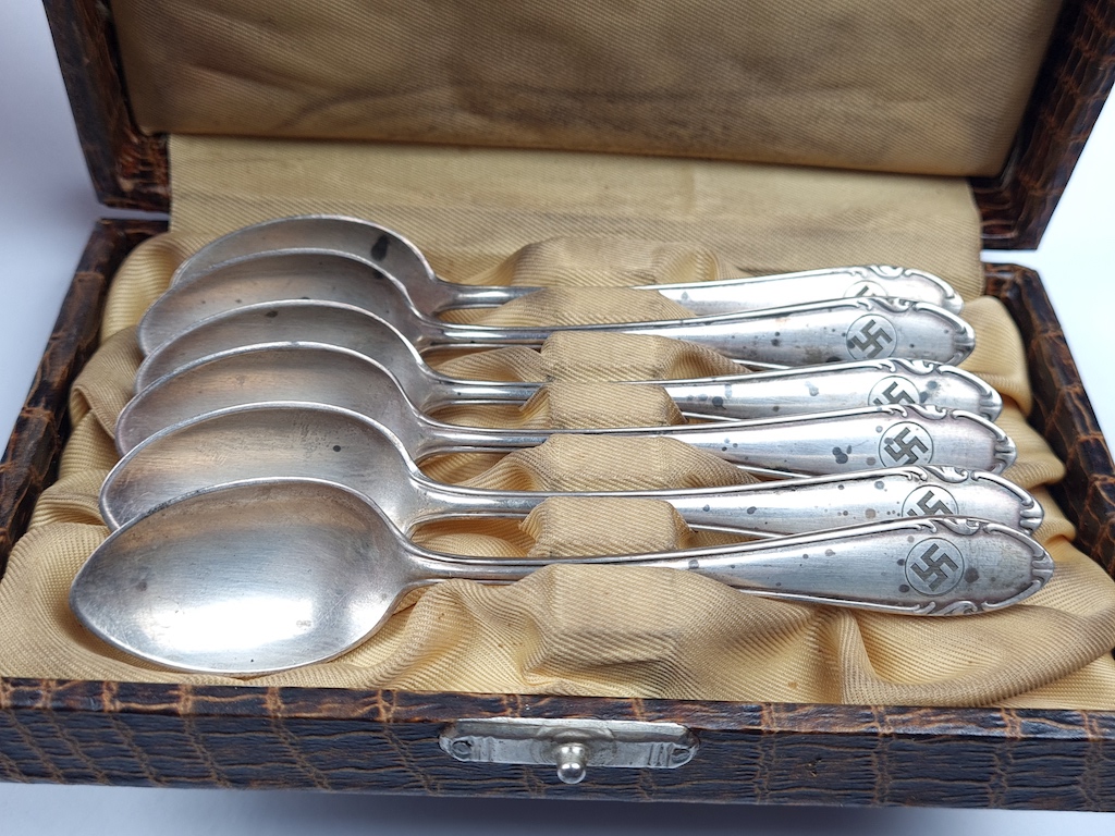 Third Reich high leader NSDAP Adolf Hitler silverware set of 6 spoons ...