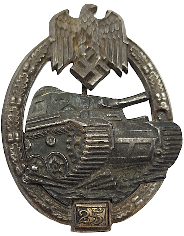 WW2 German RARE PANZER TANK badge award 25 interventions Wehrmacht ...