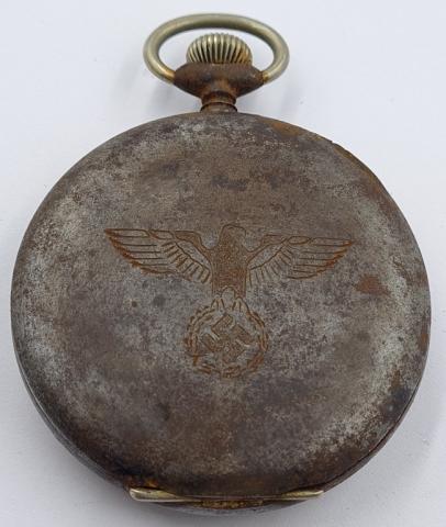 WW2 German Nazi Kriegsmarine navy KM u-boat pilot pocket watch with third reich eagle RELIC