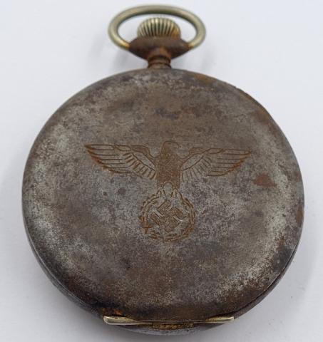 WW2 German Nazi Kriegsmarine navy KM u-boat pilot pocket watch with third reich eagle RELIC