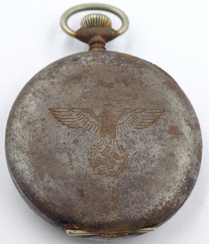 WW2 German Nazi Kriegsmarine navy KM u-boat pilot pocket watch with third reich eagle RELIC