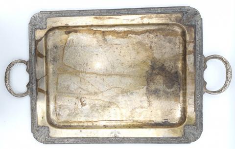 AH monogram Adolf Hitler silverware tea set service tray BERGHOF house original for sale