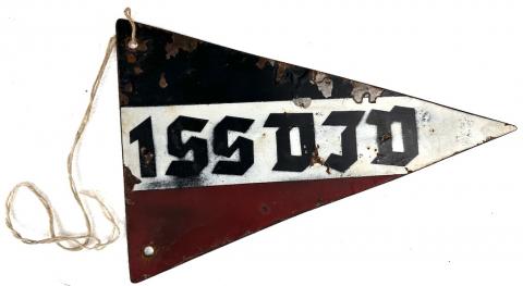 1st SS Panzer Division Leibstandarte SS Adolf Hitler car metal pennant flag 1st SS Panzer Division Leibstandarte SS Adolf Hitler LSSAH car metal pennant flag
