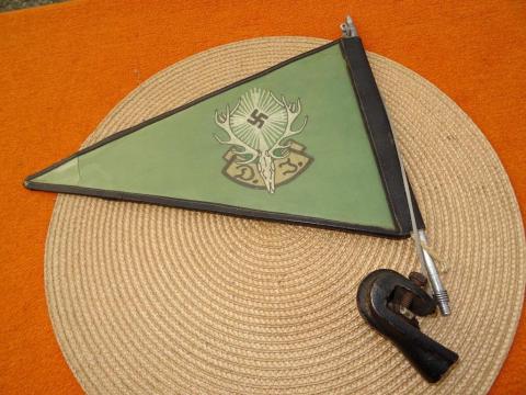 Hermann Goering Carinhall Hunting Club leaders car pennant flag with hanger