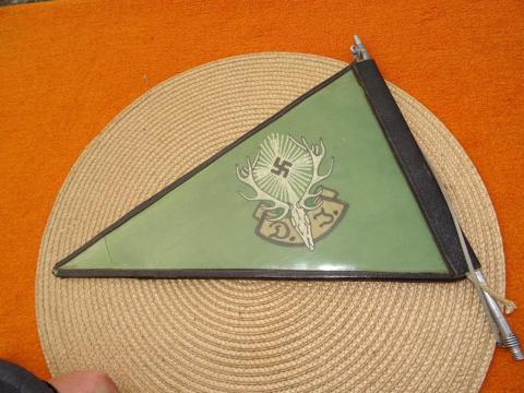 Hermann Goering Carinhall Hunting Club leaders car pennant flag with hanger