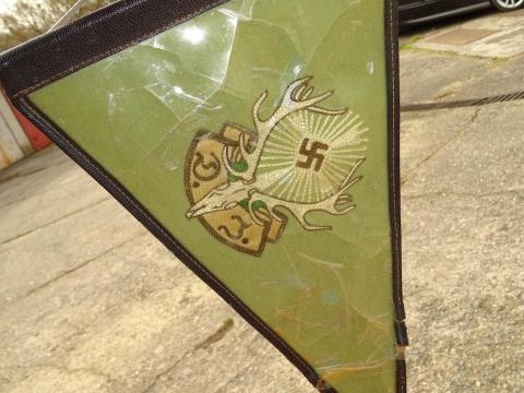 Hermann Goering Carinhall Hunting Club leaders car pennant flag with hanger