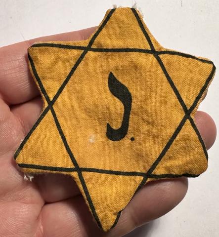 Holocaust J. Star of David from BELGIUM RARE worn with back fabrik Jew Jewish Getto Ghetto Holocaust J. Star of David from BELGIUM RARE worn with back fabrik Jew Jewish Getto Ghetto