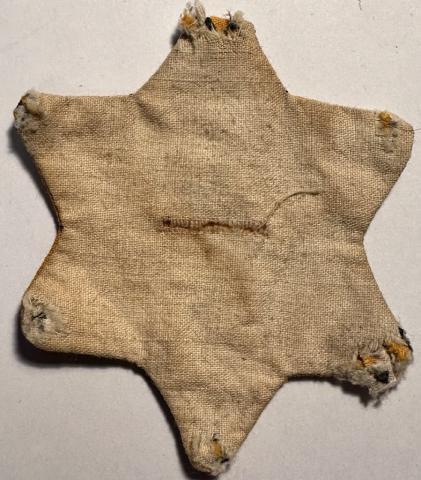Holocaust J. Star of David from BELGIUM RARE worn with back fabrik Jew Jewish Getto Ghetto Holocaust J. Star of David from BELGIUM RARE worn with back fabrik Jew Jewish Getto Ghetto