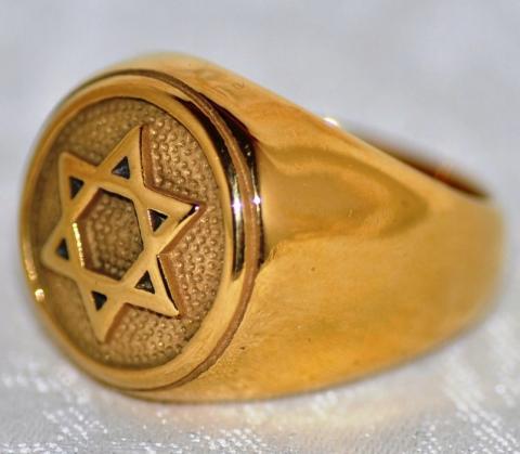 Jew Jewish STAR OF DAVID gold golden ring Holocaust deportation getto ghetto camp