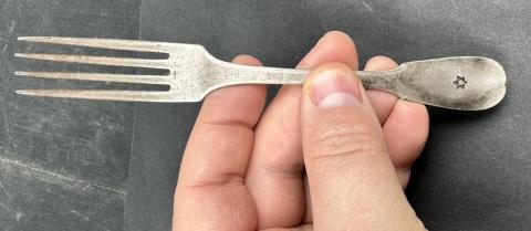 Jewish GHETTO silverware fork with STAR OF DAVID LODZ GETTO JEW JUDEN POLAND