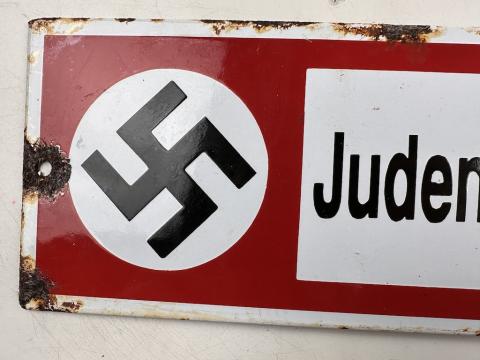 Original German NSDAP NAZI PARTY Anti-Semitic Juden Unerwunscht Jew Jewish Enamel Metal Sign Original German NSDAP NAZI PARTY Anti-Semitic Juden Unerwunscht Jew Jewish Enamel Metal Sign
