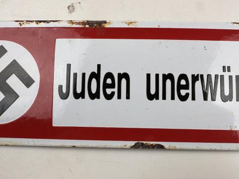 Original German NSDAP NAZI PARTY Anti-Semitic Juden Unerwunscht Jew Jewish Enamel Metal Sign Original German NSDAP NAZI PARTY Anti-Semitic Juden Unerwunscht Jew Jewish Enamel Metal Sign