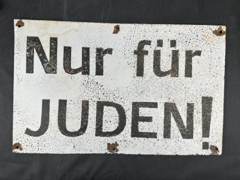 SCARCE Ghetto Jew Jewish NUR FUR JUDEN! only for Jews metal sign antisemitic getto Holocaust SCARCE Ghetto Jew Jewish NUR FUR JUDEN! only for Jews metal sign antisemitic getto Holocaust