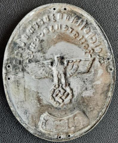 Third Reich Finance Administration Customs Border Guard Sleeve Shield Reichsfinanzverwaltung Zollgrenzschutz employee ID plate