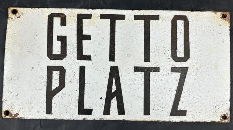 Holocaust original juden jude ww2 Jew Jewish Ghetto Getto Platz sign  this is one of a kind sign!  from a Jewish Getto in Poland