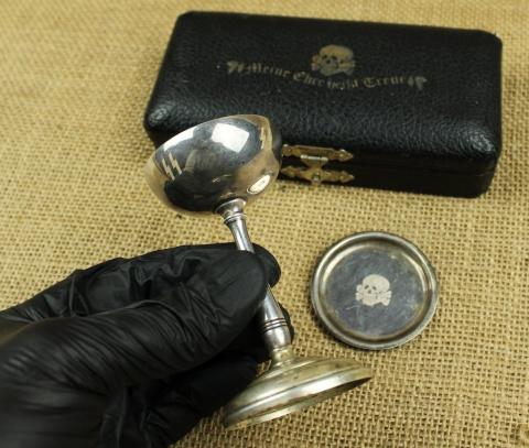 UNIQUE WAFFEN SS TOTENKOPF hospital ceremonial SS GOBLET CUP silverware in case