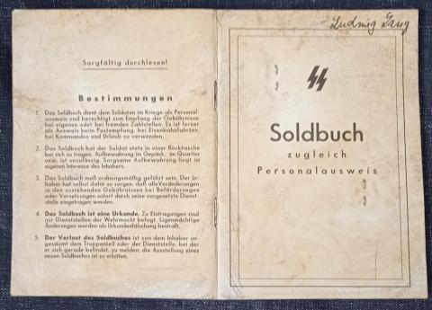 Waffen SS totenkopf Soldbuch ID SS Panzer division REICHFUHRER-ss original