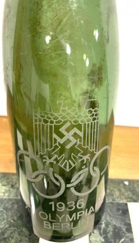 WW2 German Nazi 1936 BERLIN OLYMPICS NSDAP empty bottle with swastika