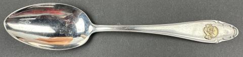 WW2 German Nazi early silverware spoon with WAFFEN SS TOTENKOPF skull and SS runes on the back WW2 German Nazi early silverware spoon with WAFFEN SS TOTENKOPF skull and SS runes on the back