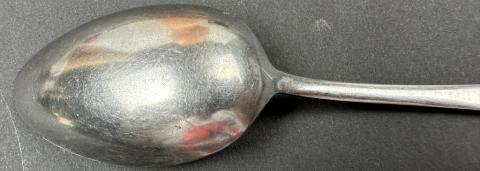 WW2 German Nazi early silverware spoon with WAFFEN SS TOTENKOPF skull and SS runes on the back WW2 German Nazi early silverware spoon with WAFFEN SS TOTENKOPF skull and SS runes on the back