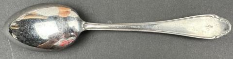 WW2 German Nazi early silverware spoon with WAFFEN SS TOTENKOPF skull and SS runes on the back WW2 German Nazi early silverware spoon with WAFFEN SS TOTENKOPF skull and SS runes on the back