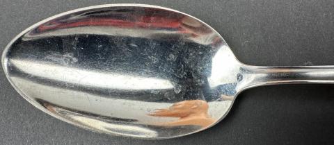 WW2 German Nazi early silverware spoon with WAFFEN SS TOTENKOPF skull and SS runes on the back WW2 German Nazi early silverware spoon with WAFFEN SS TOTENKOPF skull and SS runes on the back