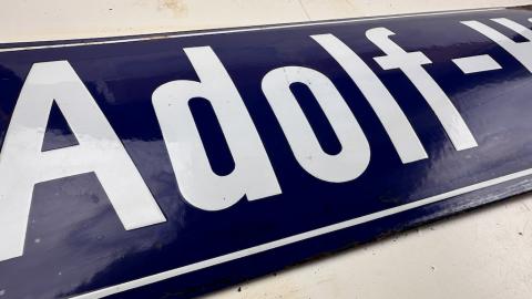 WW2 German Nazi Fuhrer Adolf Hitler Platz metal street sign from Germany original