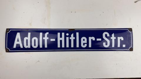 WW2 German Nazi Fuhrer Adolf Hitler Platz metal street sign from Germany original