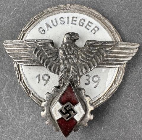 WW2 German Nazi Hitler Youth HJ Gausieger badge award marked