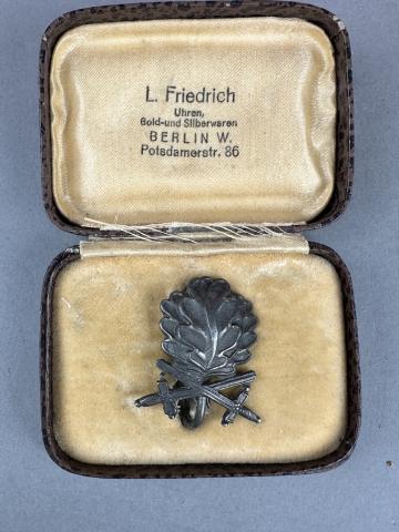 WW2 German Nazi KNIGHT CROSS OF THE IRON CROSS oakleaf pin in original case of issue silver 800