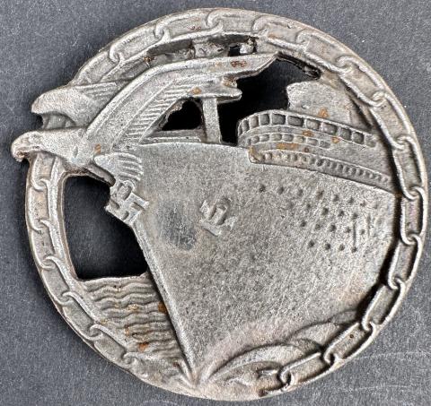 WW2 German Nazi Kriegsmarine KM Blockade Runner Badge award marked Berlin