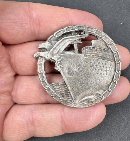 WW2 German Nazi Kriegsmarine KM Blockade Runner Badge award marked Berlin WW2 German Nazi Kriegsmarine KM Blockade Runner Badge award marked Berlin