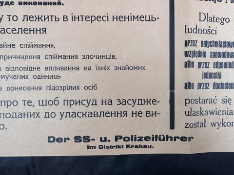 WW2 German Nazi large German-Polish-Ukrainian Poster by the WAFFEN SS POLICE about EXECUTIONS of resistance supporters RARE
