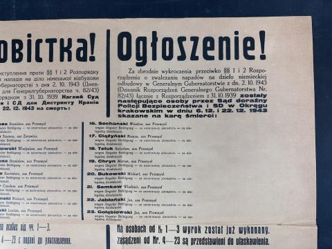 WW2 German Nazi large German-Polish-Ukrainian Poster by the WAFFEN SS POLICE about EXECUTIONS of resistance supporters RARE