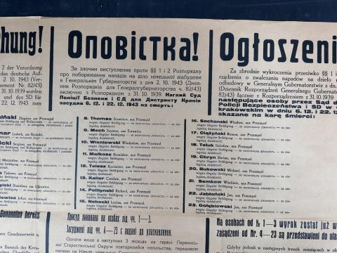 WW2 German Nazi large German-Polish-Ukrainian Poster by the WAFFEN SS POLICE about EXECUTIONS of resistance supporters RARE