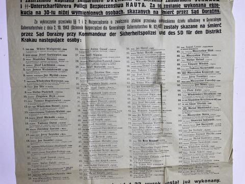 WW2 German Nazi large German Poster by the WAFFEN SS POLICE about EXECUTIONS of 10 Polish as a reprisal for the killing of a German police officer