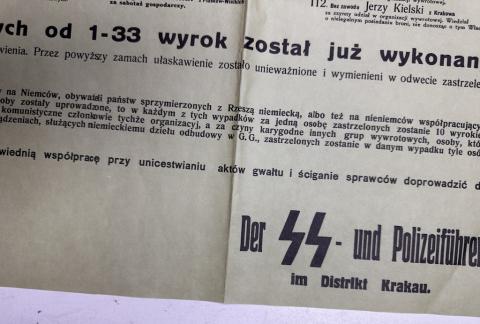 WW2 German Nazi large German Poster by the WAFFEN SS POLICE about EXECUTIONS of 10 Polish as a reprisal for the killing of a German police officer