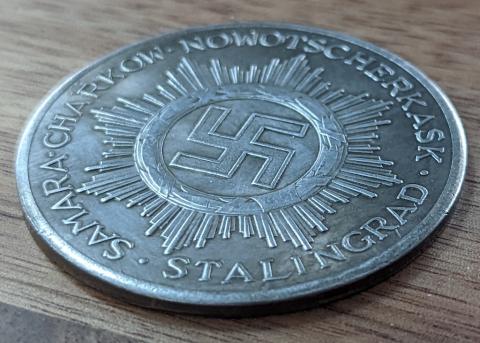 WW2 german Nazi LARGE Swastika coin SS Panzer Division in Stalingrad