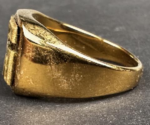 WW2 German Nazi NSDAP WAFFEN SS WEHRMACHT gold golden SWASTIKA ring