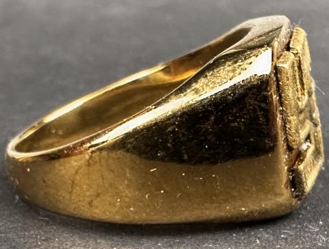 WW2 German Nazi NSDAP WAFFEN SS WEHRMACHT gold golden SWASTIKA ring
