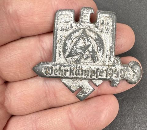WW2 German Nazi Paramilitary SA pin tiny wehrkampfe 1940 original