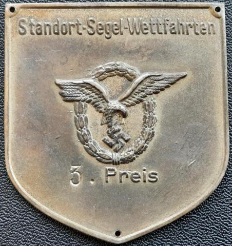 WW2 German Nazi Police STANDORT-SEGEL-WETTFAHRTEN polizei competition 3nd price plate