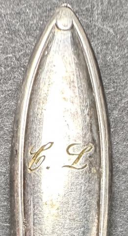 WW2 German Nazi Third Reich eagle and Swastika silverware knife with initials of officer or general
