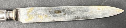 WW2 German Nazi Third Reich eagle and Swastika silverware knife with initials of officer or general