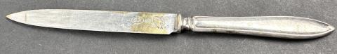 WW2 German Nazi Third Reich eagle and Swastika silverware knife with initials of officer or general