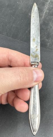 WW2 German Nazi Third Reich eagle and Swastika silverware knife with initials of officer or general
