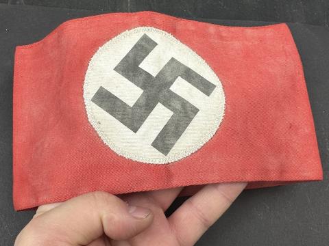 WW2 German Nazi Third Reich NSDAP Hitler party tunic removed uniform ARMBAND with Swastika WW2 German Nazi Third Reich NSDAP Hitler party tunic removed uniform ARMBAND with Swastika
